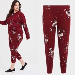 Torrid | Red and Black Floral Ponte Joggers | Size 1